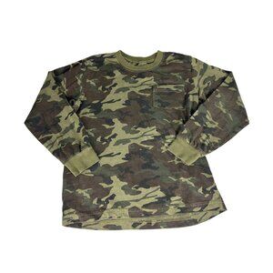 Open Trails Boy's Shirt Top Green Camouflage Long Sleeve Crewneck Cotton XL